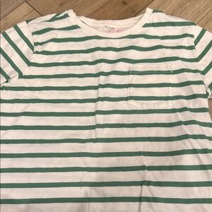 Crewcuts Green and White Striped Short Sleeve Tee with Pocket